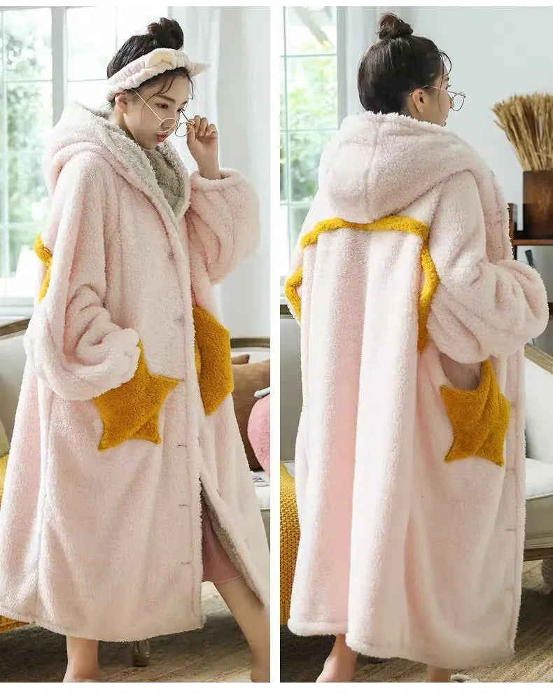Star Coral Fleece Hooded Home Wear