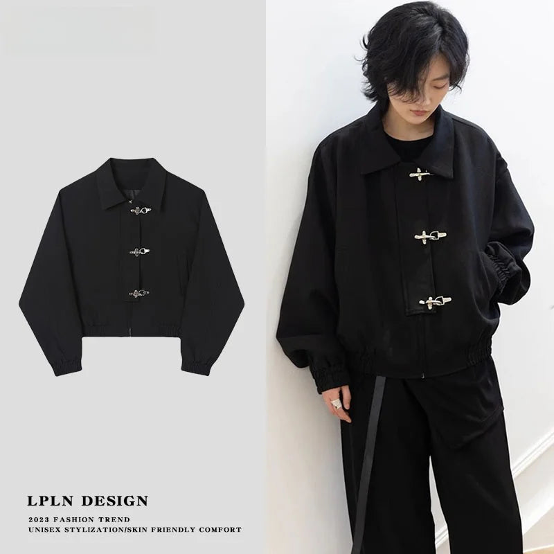 Black Korean Style Minimal Jacket