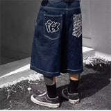Vintage bestickte Denim-Jorts