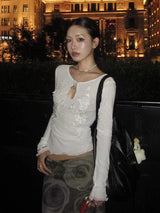 Y2K Mesh Long Sleeve Blouse