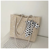Bow-Tie Embroidery Daisy Shoulder Bag