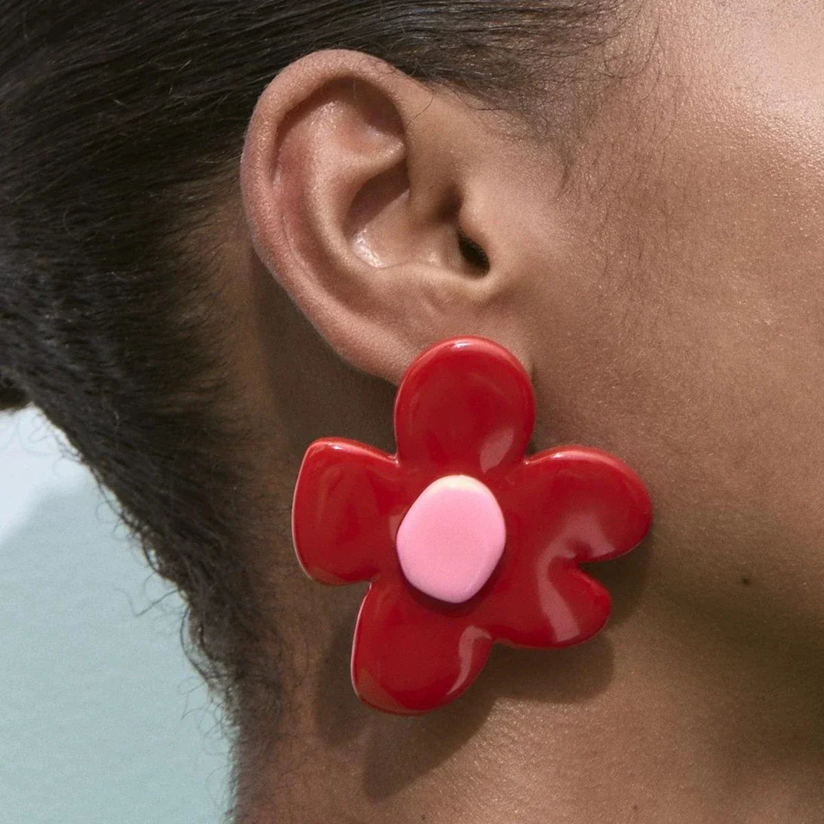 Pendientes vintage de flor acrílica