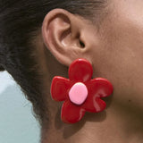 Pendientes vintage de flor acrílica