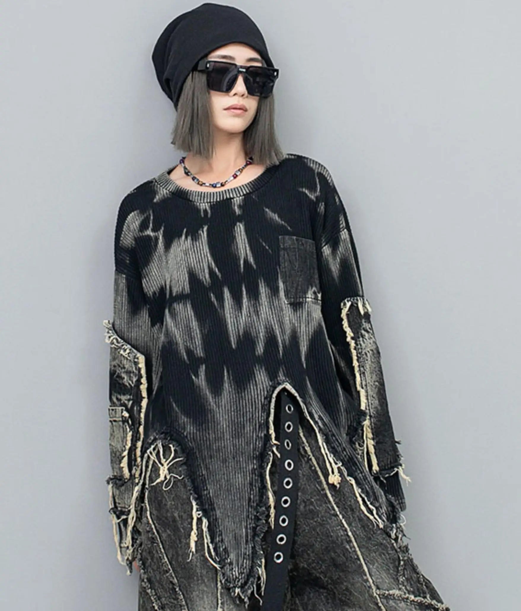 Langarm Ripped Grunge Pullover