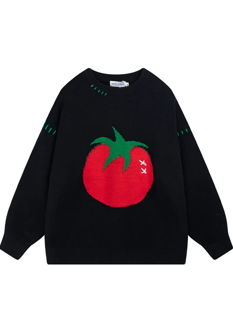 Autumn Cartoon Tomato Girl Sweater