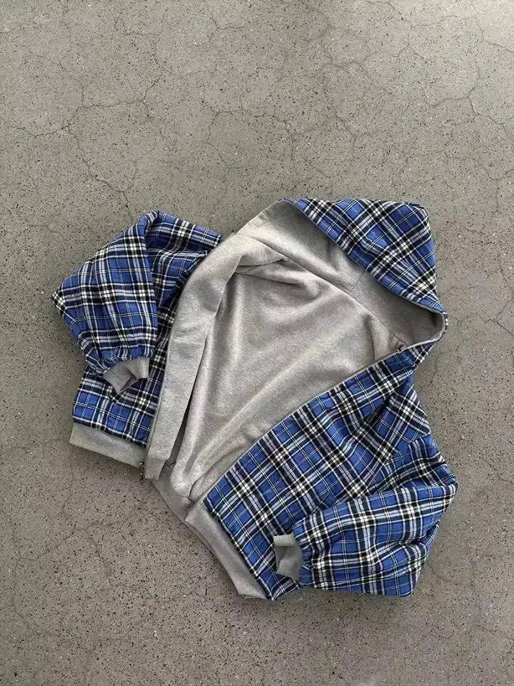 Reversible Plaid Double-sided Hoodie