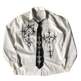Gothic White Skull Y2K Long Sleeve Shirt