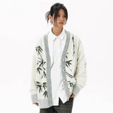 Bamboo Printed V-Neck Knitted Cardigan