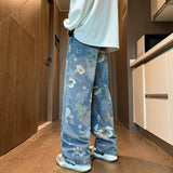 Autumn Floral Wide Leg Jeans