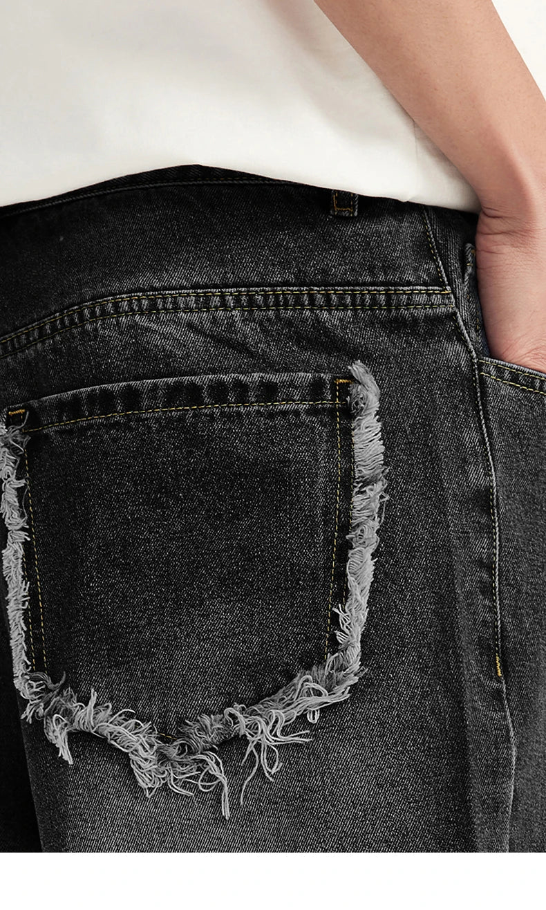 Vintage Patchwork Distressed Denim Cropped Jeans