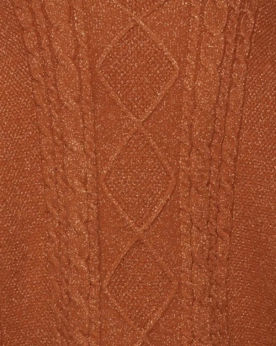 Chunky Knit Glittery Orange Cardigan Sweater