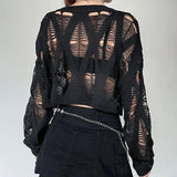 Y2K Grunge Distressed Knitted Sweater