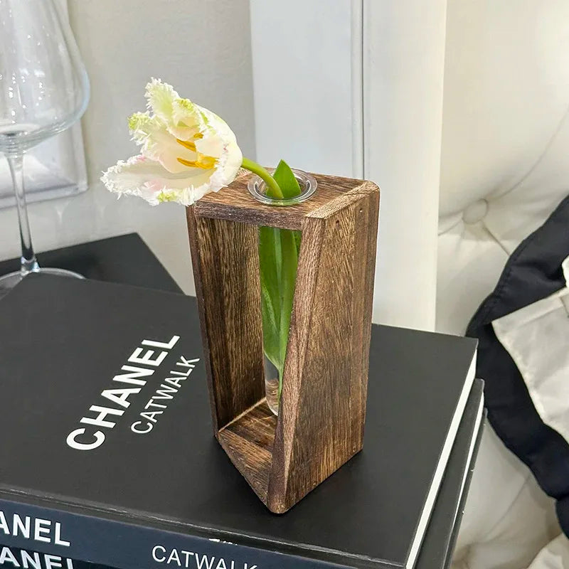 Vintage Wooden Hydroponic Vintage Vase