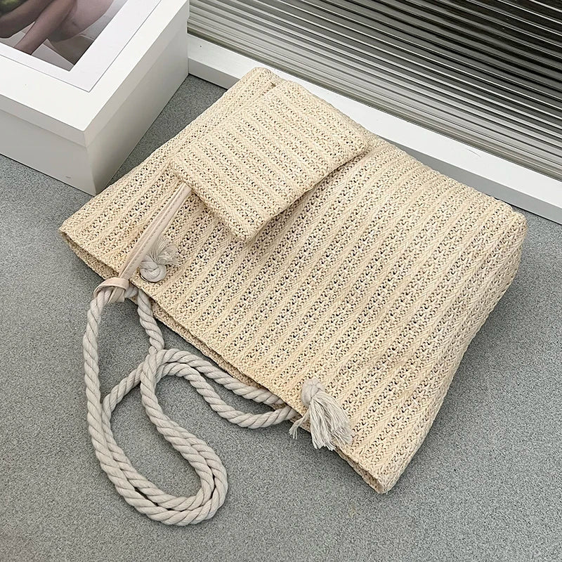 Knitted Rope Handle Shoulder Bag
