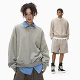Cozy Loose Fit Henley Sweatshirt