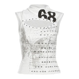 Y2K Printed Cut Out Crop Top
