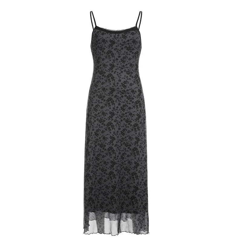 Vintage Grunge Floral Maxi Dress