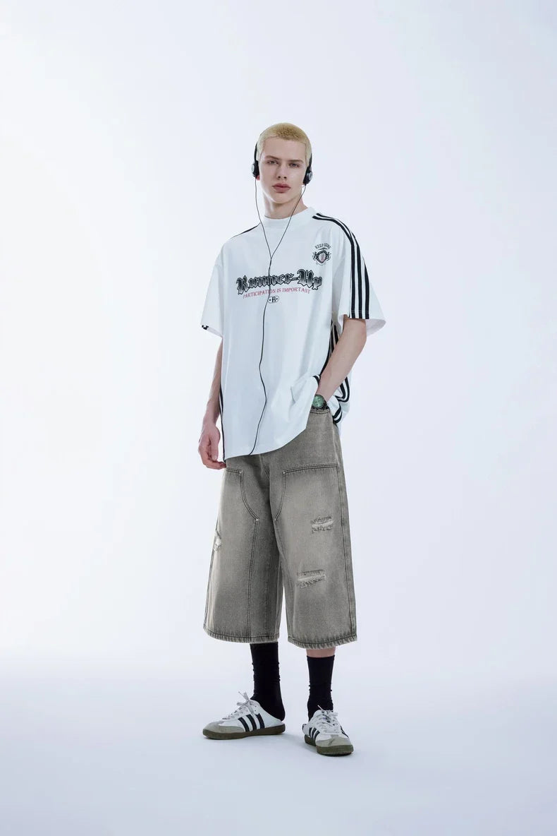 Ripped Wide Leg Carpenter Jorts