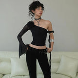 Baddie Rose Asymmetrical Off Shoulder Top