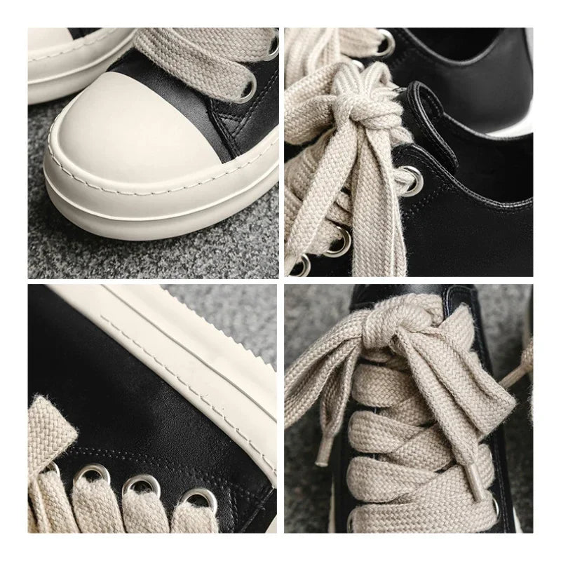 Casual Black Leather Sneakers