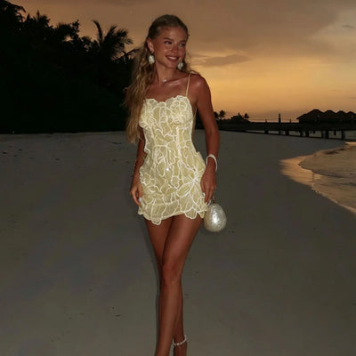 Coquette Eyelet Beach Mini Dress