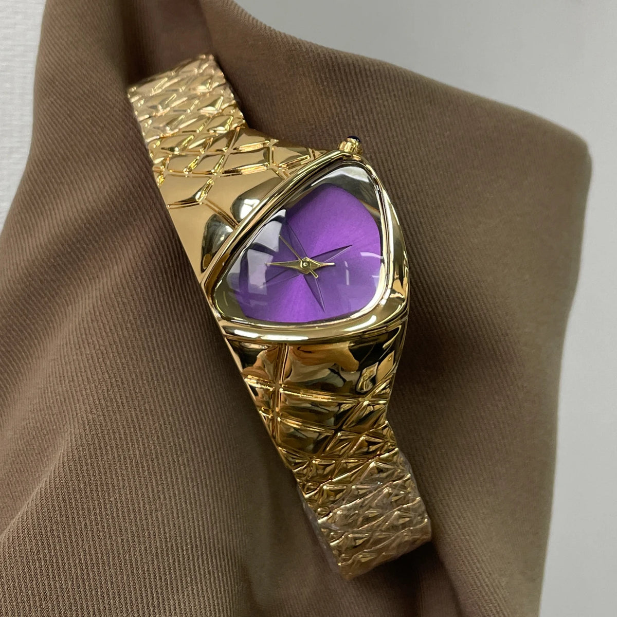 Women Purple Triangle Quartz Watch
