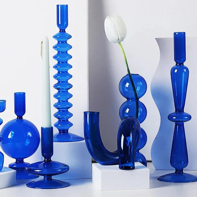 Blue Candle Holder Vase