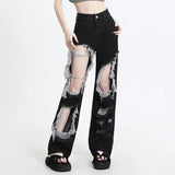 Ripped Holes Gothic High Waist Jeans