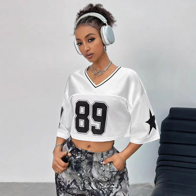 American Letter Print Summer T-Shirt