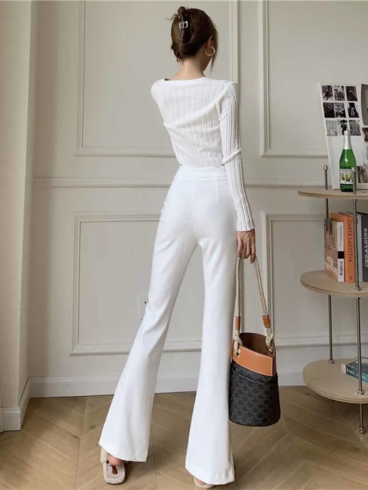 Corporate Girlie Slim Flared High Waist Pants