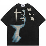 Camiseta vintage con estampado gráfico de mariposa en sombra