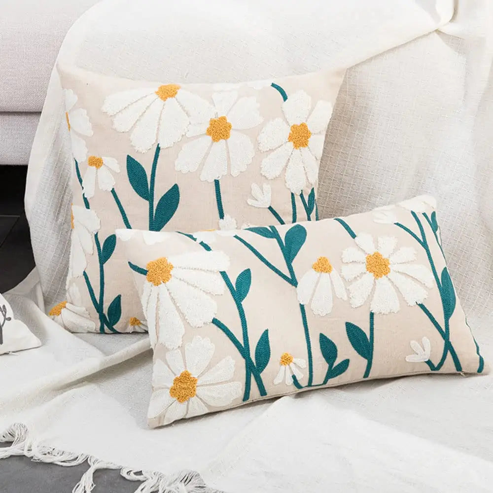 Floral Tufted Decorative Pillow Cover