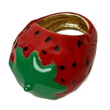 Handmade Enamel Strawberry Apples Ring