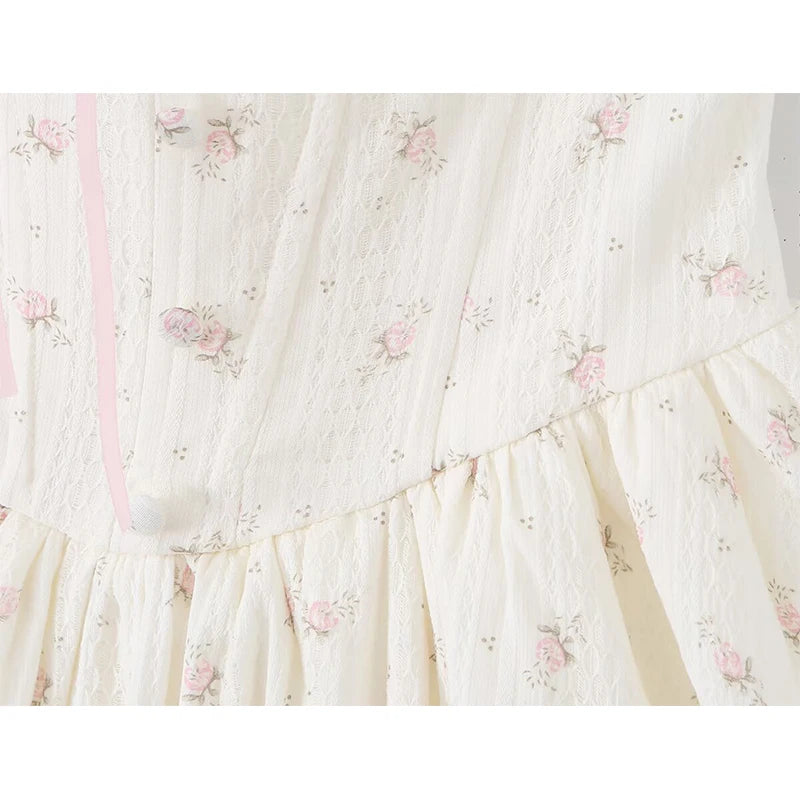 French Sweet Floral Halter Summer Dresses