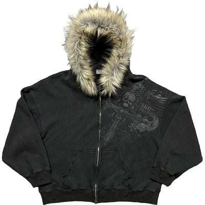 Faux Fur Collar Hoodie