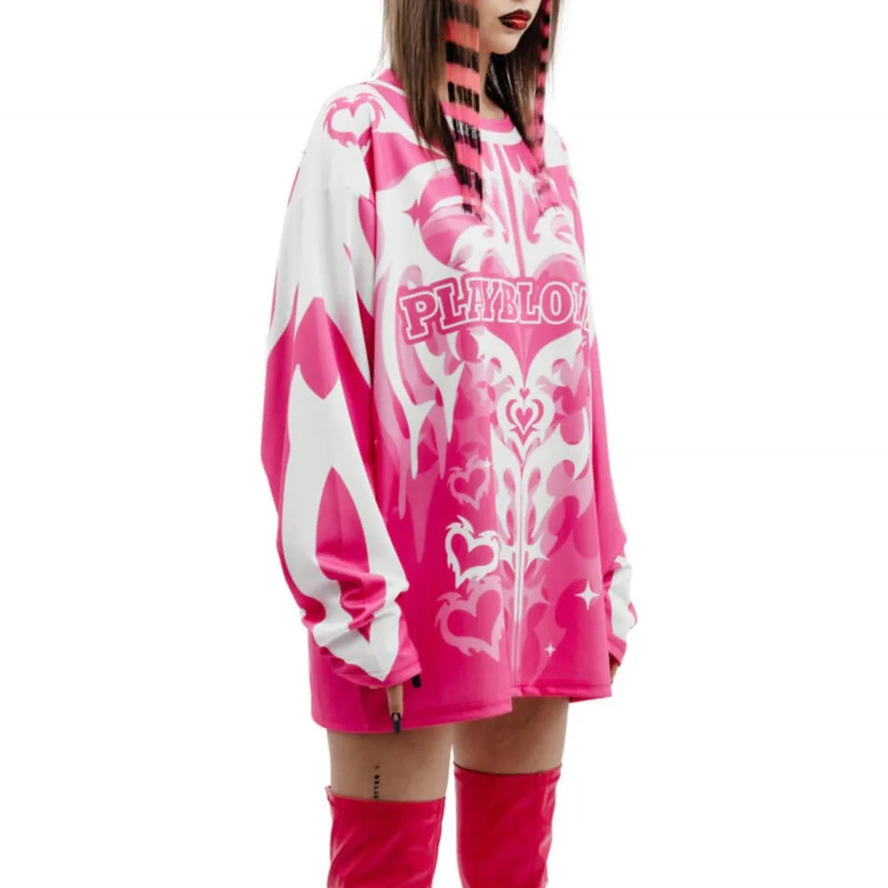 Y2K Retro Pink Motorcycle Sweatshirt
