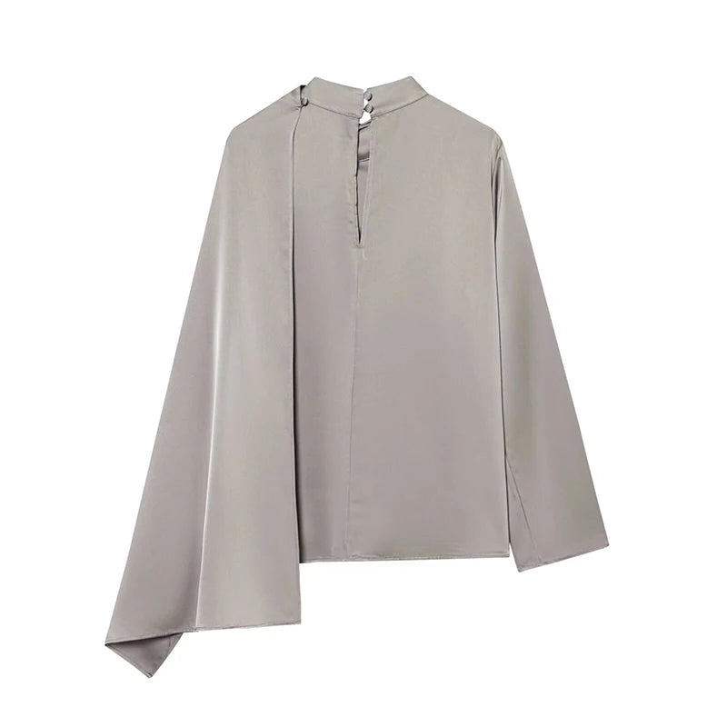 Women Shawl Design Satin Blouse