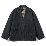 Drawstring Warm Wool Denim Coat