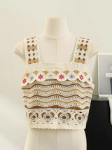 Vintage Knitted Retro Crochet Women Cropped Tank Tops