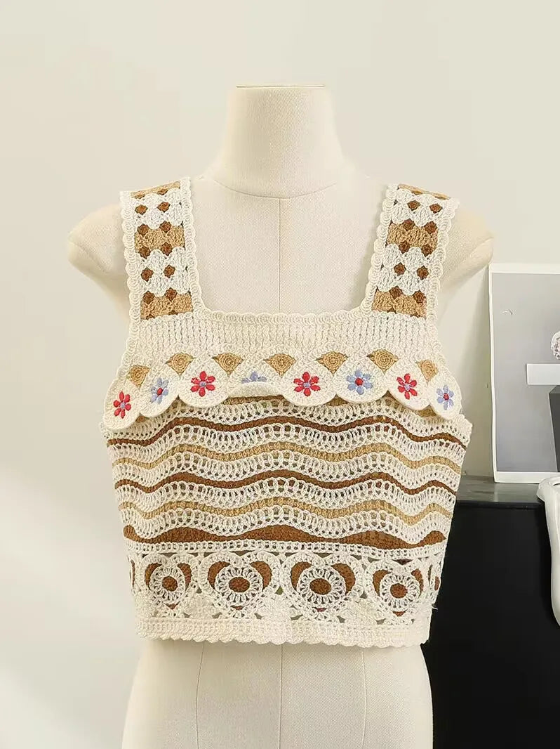 Vintage Knitted Retro Crochet Women Tank Tops