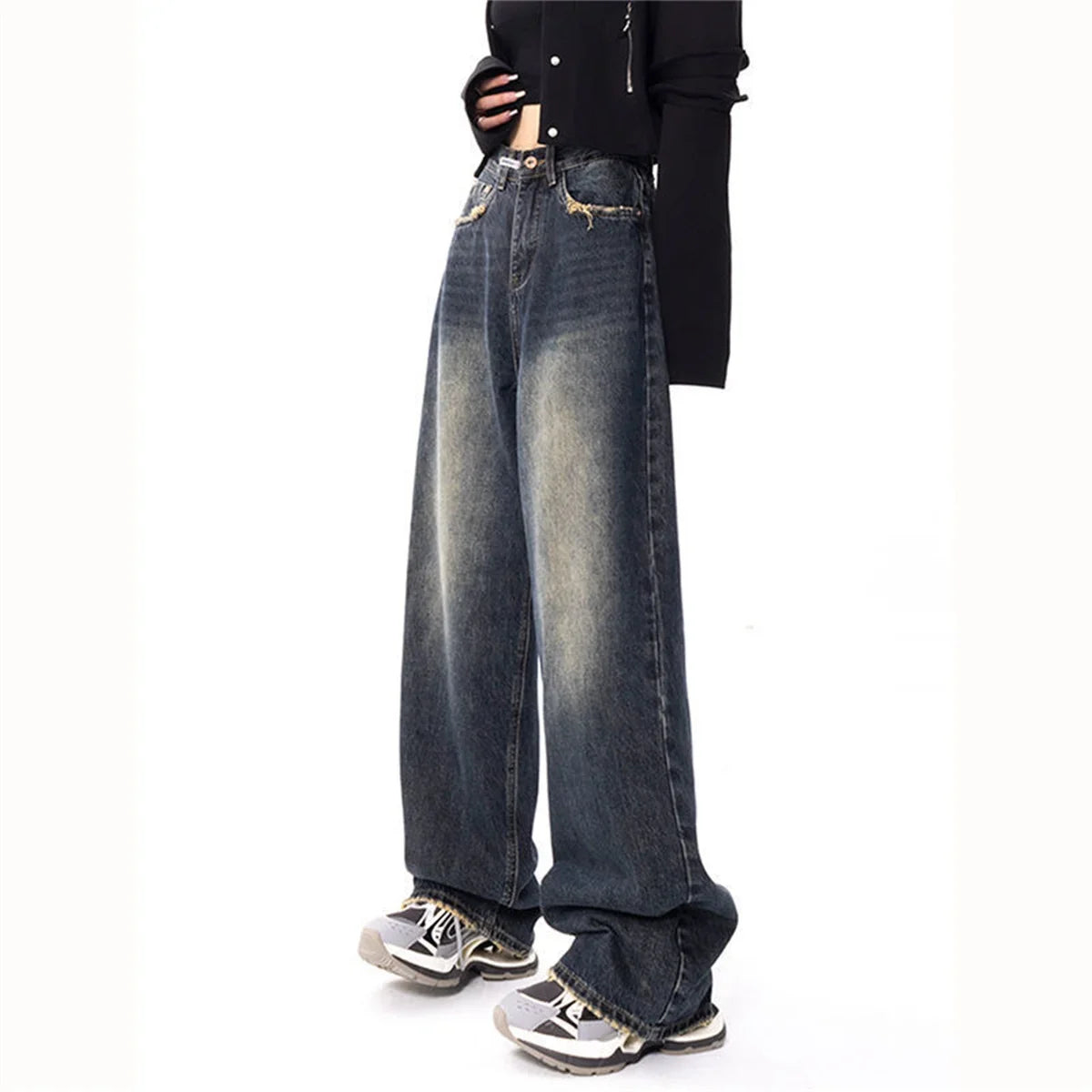 Retro Women's High Waisted Straight Leg Jeans