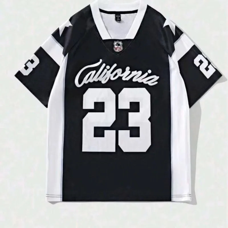 Vibrant V-Neck Football Jersey T-shirt