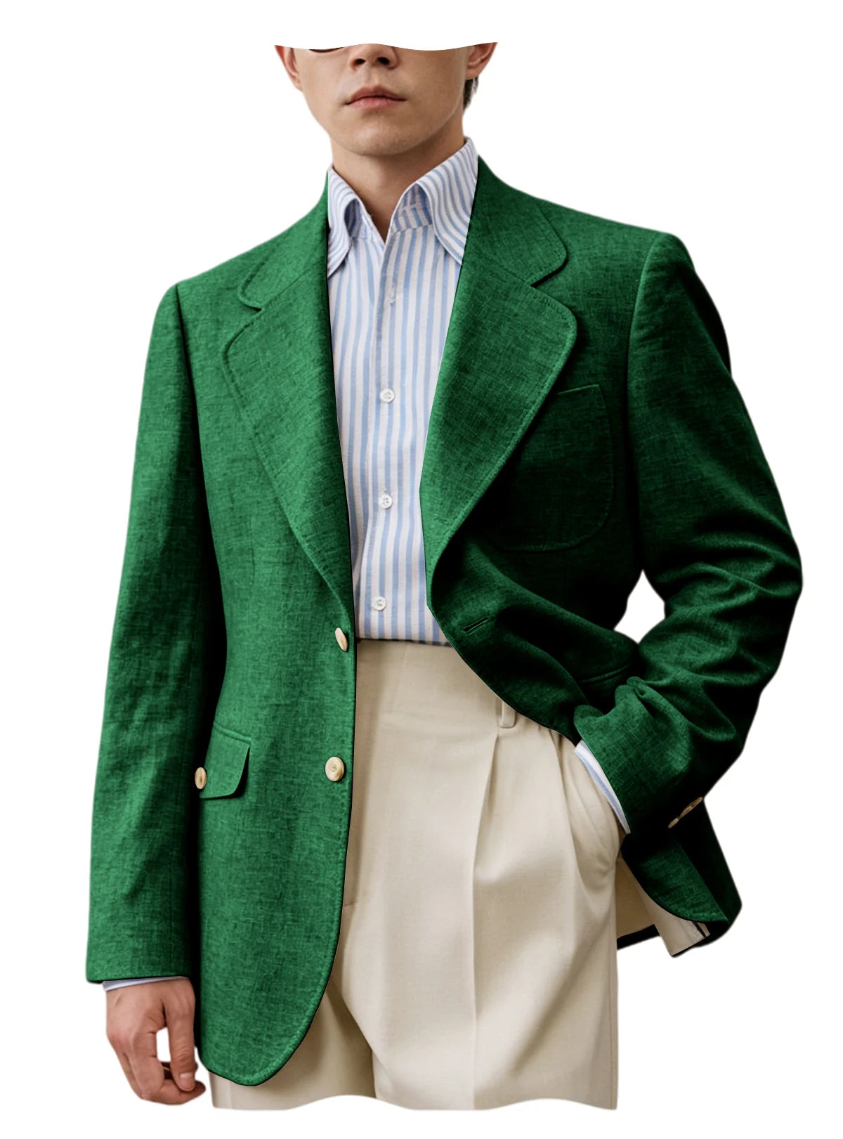 Men Natural Linen Blazer Suit Jacket