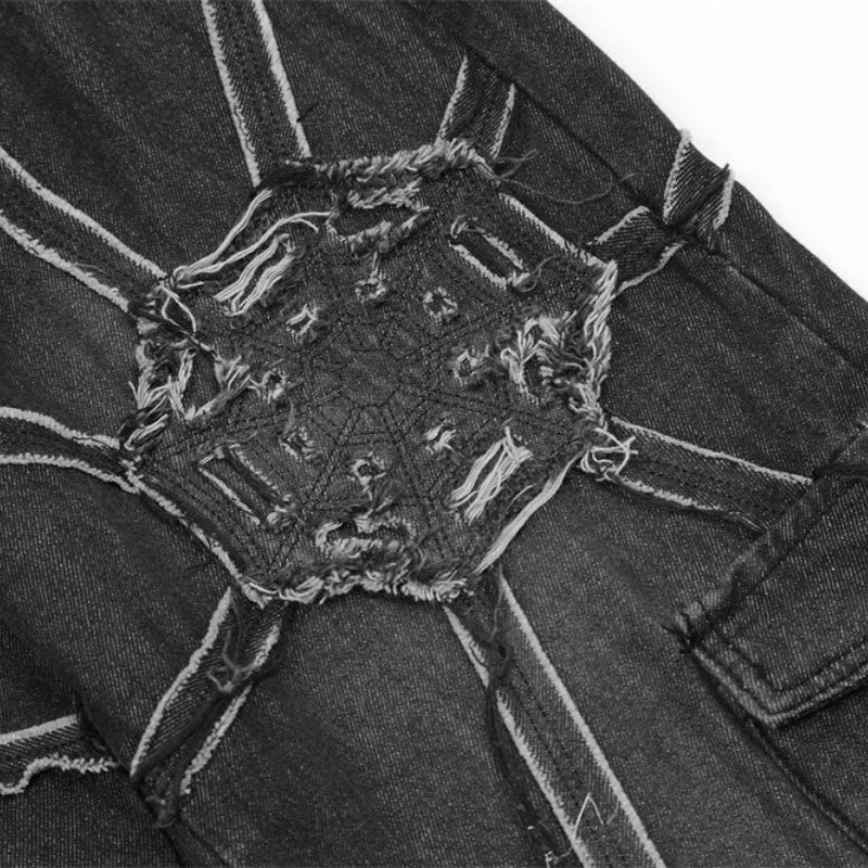 Cyberpunk Vintage Spider Net Jeans