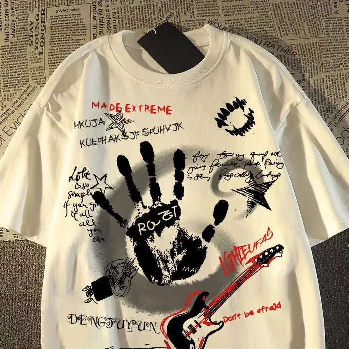 Vintage Hand Print Short Sleeve T-Shirt