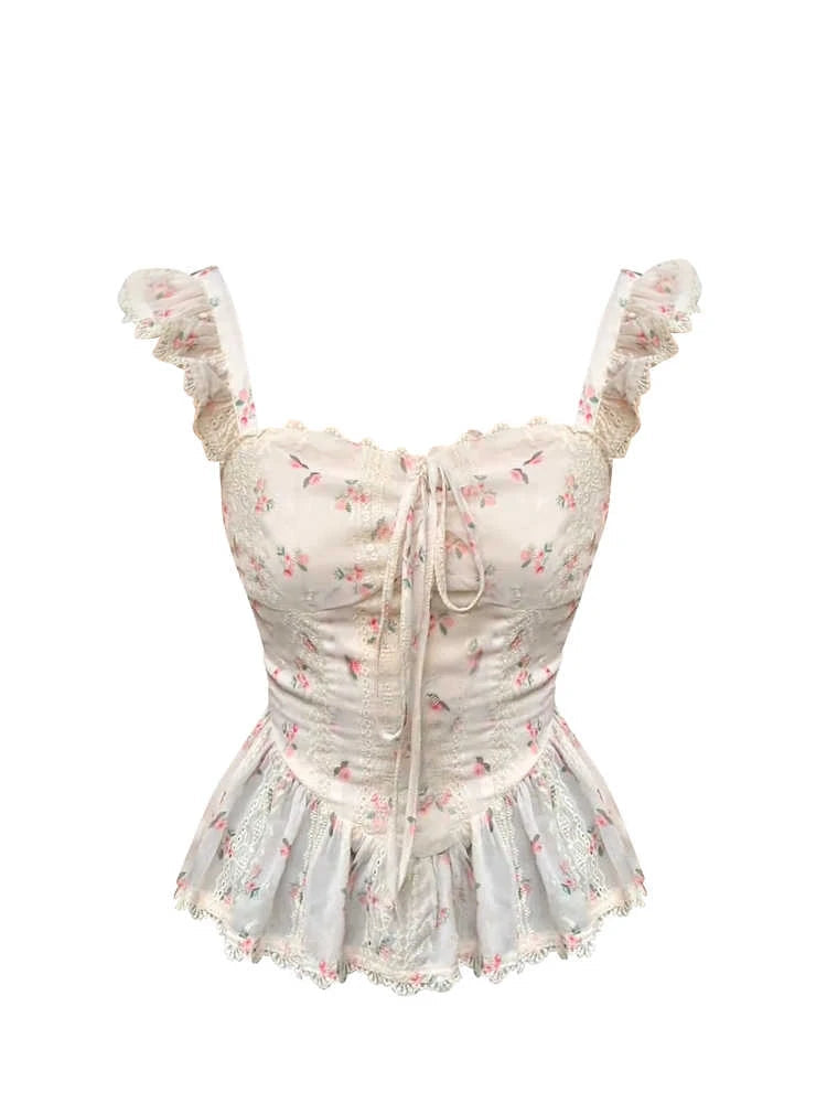 Ballet Core Coquette Halter Off White Top