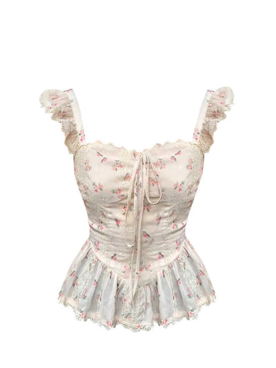 Ballet Core Coquette Halter Off White Top