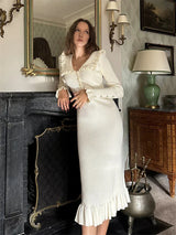 Old Money Retro Knitted Midi Dress
