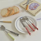 Retro Checkerboard Cutlery Set