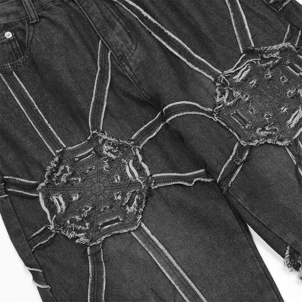 Cyberpunk Vintage Spider Net Jeans